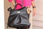 Sadie Michele Mia Black Faux Pebble Leather Carry Dog Bag