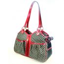 Couture Black Cherry Leather Trim Metro Carrier for Dogs