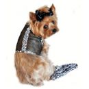 Black and White Floral Cool Mesh Dog Harness with Rhinestones and Leash
