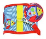Blue Fish Cool Mesh Velcro Dog Harness with Matching Leash