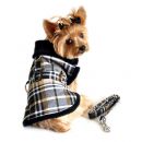 Plush Brown Plaid Dog Coat Harness