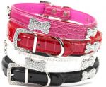 Faux Croc Crystal Bone  Collar for Dogs