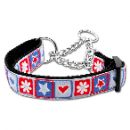 Blue Stars and Hearts Martingale Nylon Dog Collar