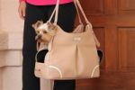 Madison Mica Michele Mocha Faux Pebble Leather Carry Dog Bag