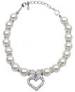 Heart and Pearl Dog Necklance