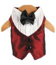 Red Velvet Tuxedo Formal Dog Vest
