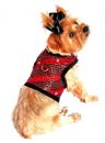 Ruby Red Brocade Jewel and Minky Plush Dog Harness and Leash